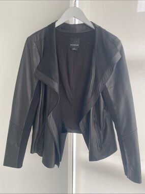 Trouvé Black 100% Leather Drape Moto Jacket Size XL